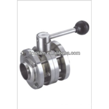 sanitary stainless steel 3PC butterfly valve